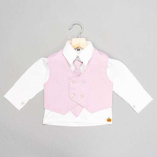 Pink Solid Boys Suit