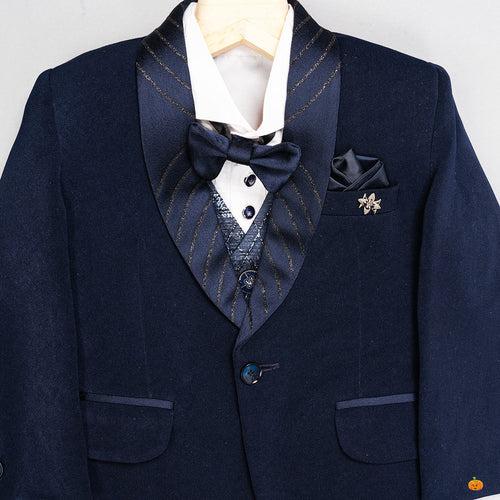 Navy Blue Boys Suit with Bow Tie