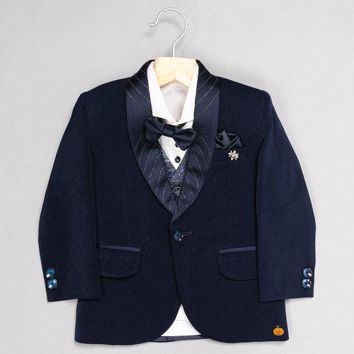 Navy Blue Boys Suit with Bow Tie