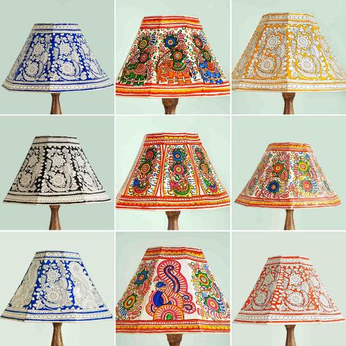 Floral Fish Hand Painted Tholu Bommalata Lamp Shade | 10 inches