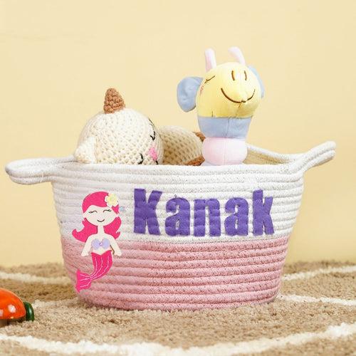 Handmade Personalized Mermaid Themed Kids Rope Basket