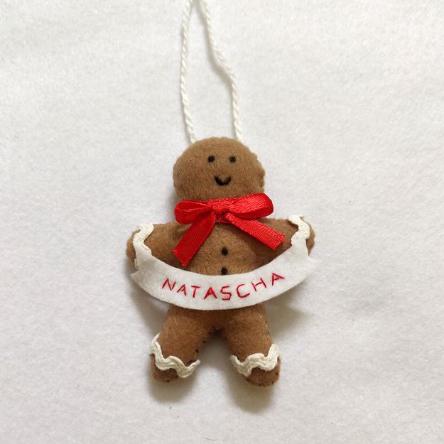 Handmade Personalized Felt Gingerbread Man Christmas Ornament