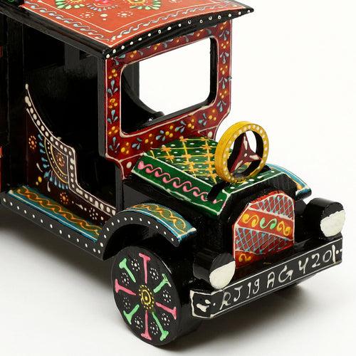 Handpainted Wooden Showpiece Vintage Car
