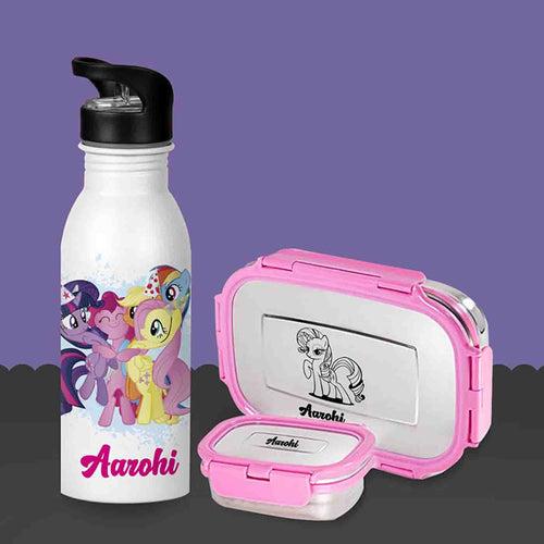 Personalised Printed Tiffin & Water Bottle Set for Kids | Set of 3