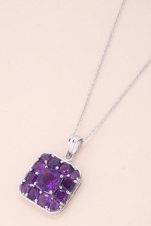 Amethyst Silver Necklace Pendant Chain 10067173