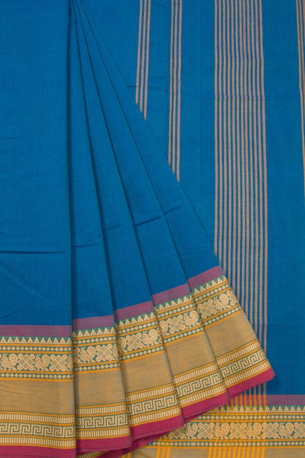 Blue Handloom Chettinad Cotton Saree 10072705