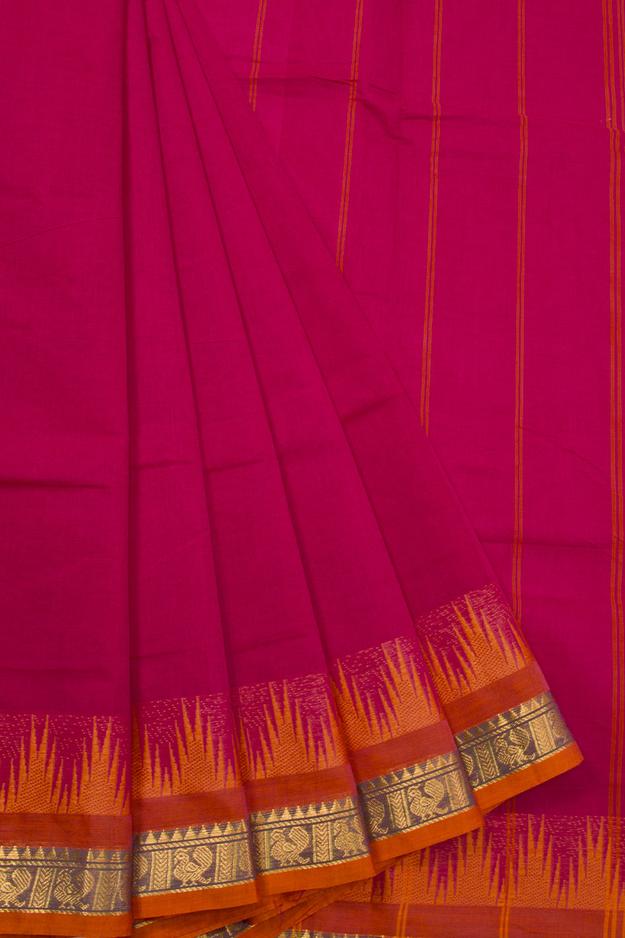 Pink Handloom Chettinad Cotton Saree 10072709