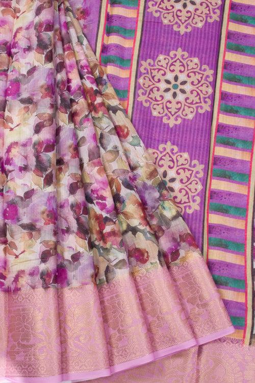 Purple Fancy Printed Linen Saree 10070277