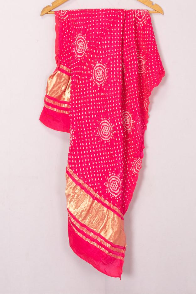 Pink Bandhani Gajji Silk with Lagdi patta Dupatta 10073108