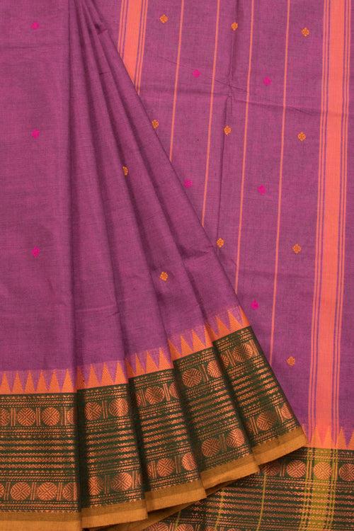 Rust Magenta Handloom Chettinad Cotton Saree 10070023