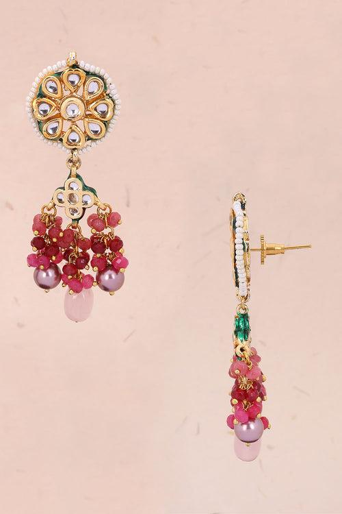 Pink Handcrafted Kundan Earring 10069659