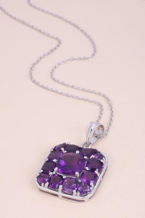 Amethyst Silver Necklace Pendant Chain 10067173