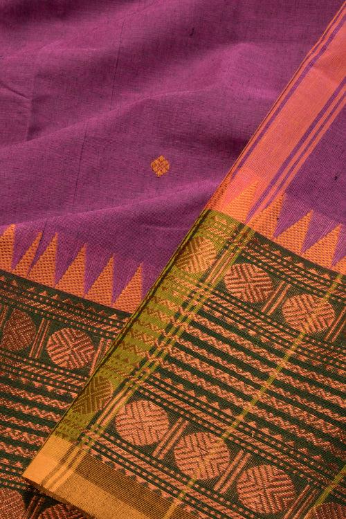 Rust Magenta Handloom Chettinad Cotton Saree 10070023