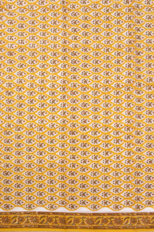 Yellow 3-Piece Mulmul Cotton Salwar Suit Material With Kota Dupatta 10070103
