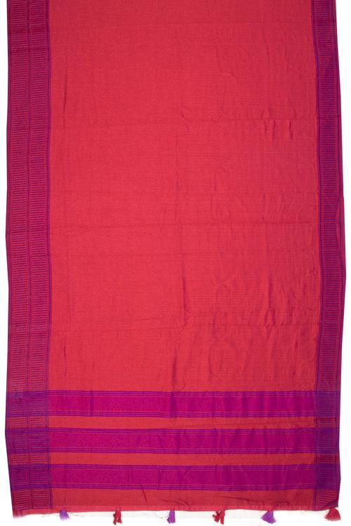 Red And Purple Dual Tone Bamboo Silk Saree 10068783