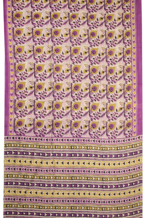 Purple Vanaspathi Printed Mulmul Cotton Saree 10070249