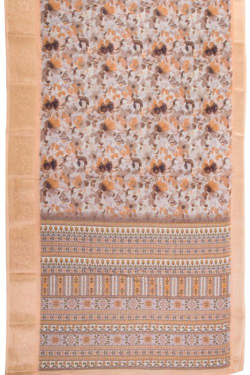 Brown Fancy Printed Linen Saree 10070279