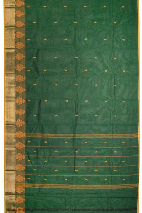 Bottle Green Handloom Chettinad Cotton Saree 10070015