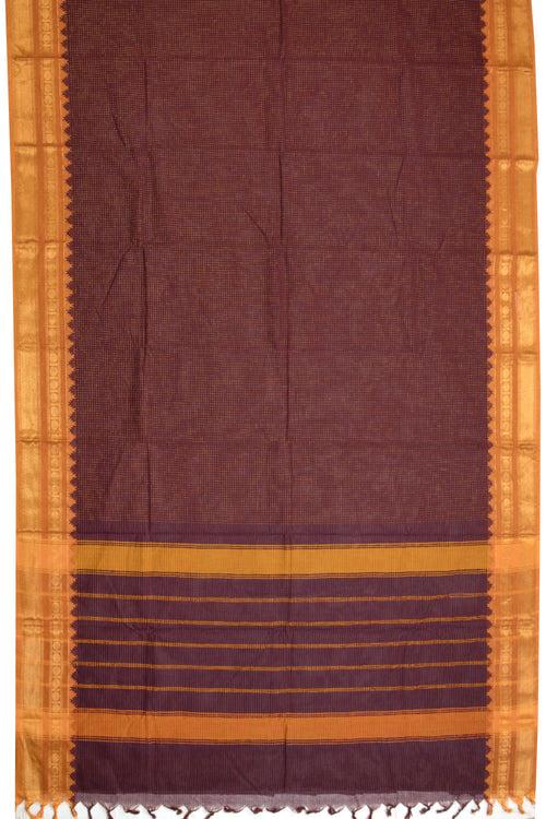 Maroon Handloom Chettinad Cotton Saree 10070038