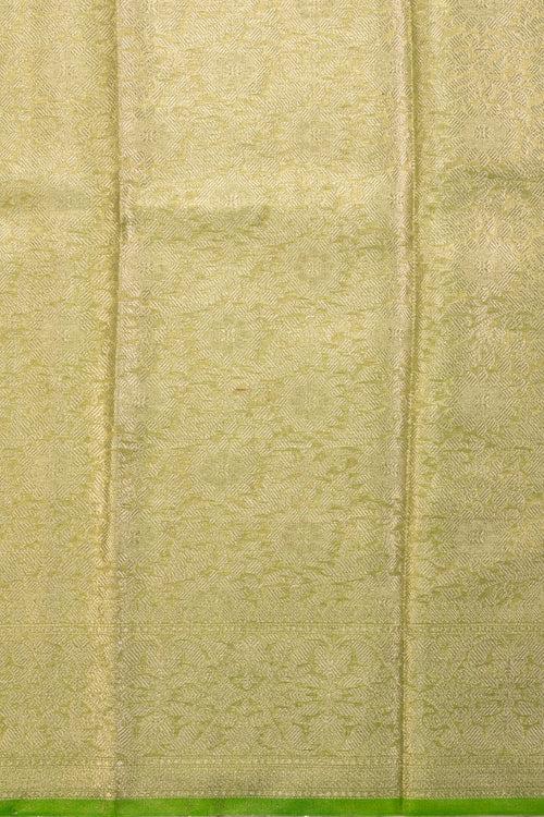 Pear Green Banarasi Crushed Tissue Organza Saree 10069830