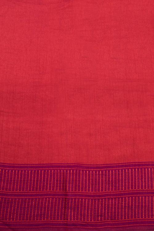 Red And Purple Dual Tone Bamboo Silk Saree 10068783