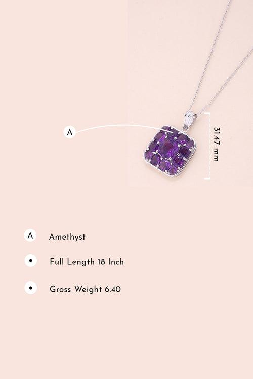 Amethyst Silver Necklace Pendant Chain 10067173