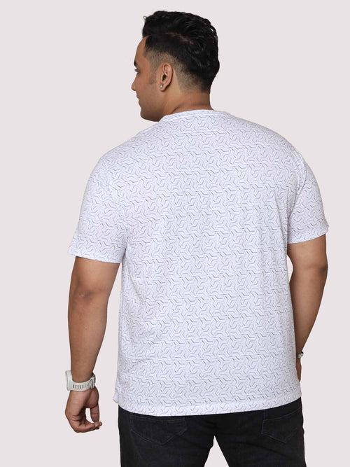 Men Plus Size Abstract Geometric Pattern  Digital Printed Round Neck T-shirt