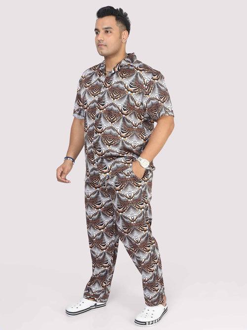 Men Plus Size Animal Wavy Printed FULL Sleeve Co-Ords