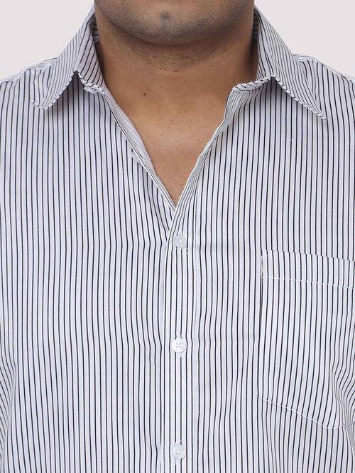 Men Plus Size Black & White Striped Digital Printed Full Shirt