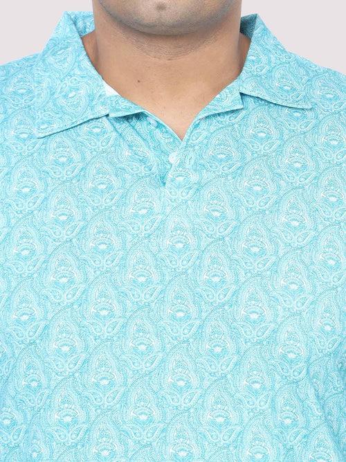 Men Plus Size Tiny Paisley Digital Printed Polo Collar T-shirt