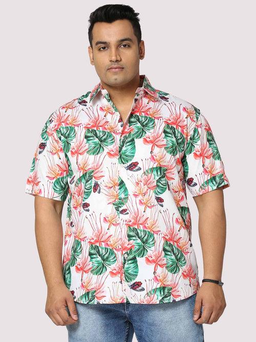 Vacation Digital Printed Half Shirt Men's Plus Size