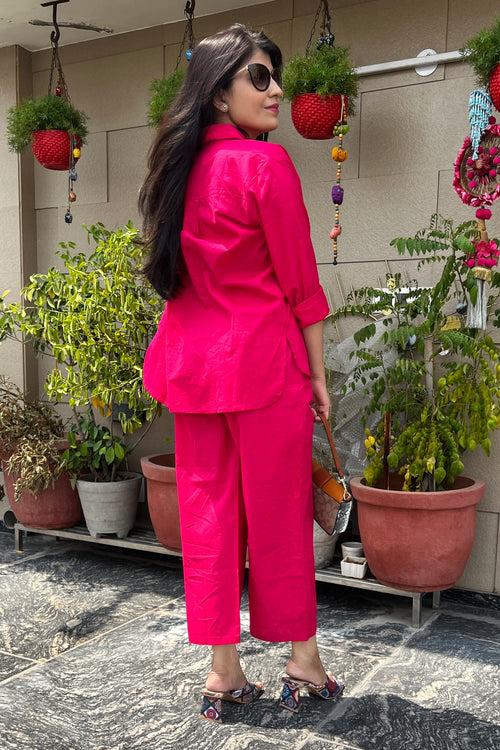 Hot Pink Pants Co-ord with Black Long Bramisole 2.0 (3-piece)