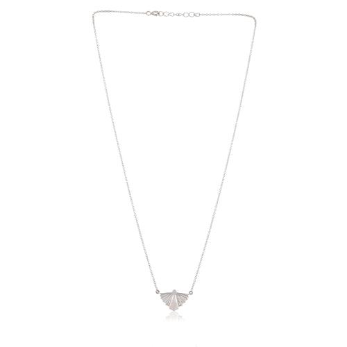 Cz Designer Heart Rohdium Plated Chain Necklace (Silver Necklace)