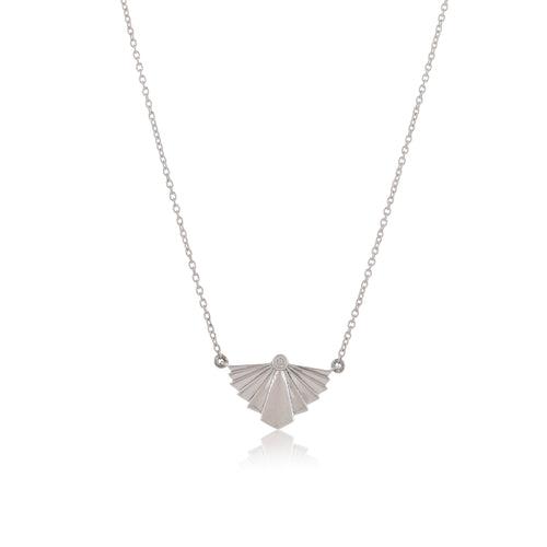 Cz Designer Heart Rohdium Plated Chain Necklace (Silver Necklace)