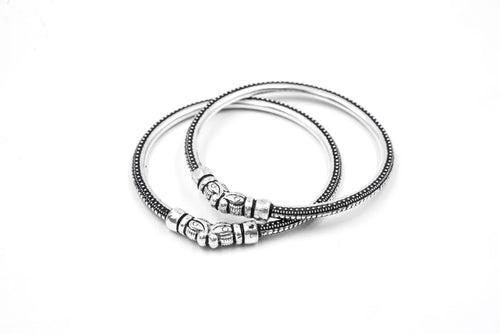 Paavi 925 Silver Bangles With Oxidized Polish 0037