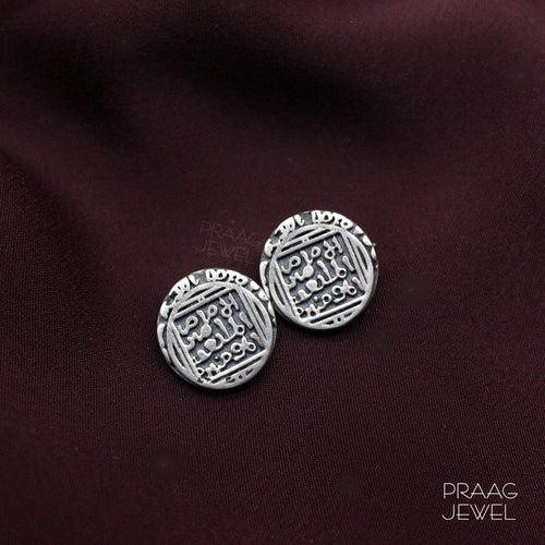 Takshlipi 925 Silver Stud Earrings (Small) With Oxidized Polish 0120