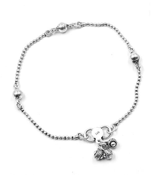 Meher 925 Silver Anklet With Oxidized Polish 0023