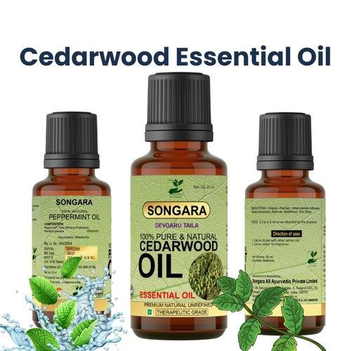 Songara Cedarwood Essential Oil- 100% Pure, Ayurvedic | Strengthens hair follicles, promotes shiny hair | Beard oil for men | Natural & Undiluted | Therapeutic Grade Essential Oil | | Chemical and Preservative Free| 20ml