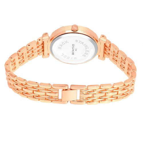 Duke Formal Analogue Rose Gold Wrist Watch with Studded dial Bracelet Chain for Women (DK7007RW02C)