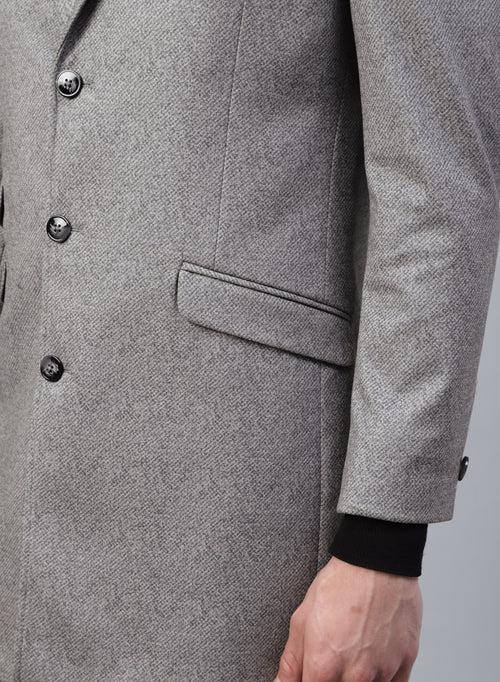 Light Grey Knit Solid Uncrushable Long Coat