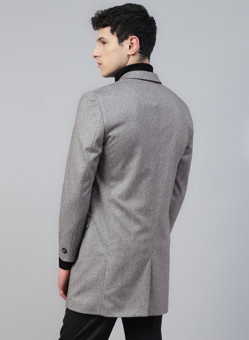 Light Grey Knit Solid Uncrushable Long Coat