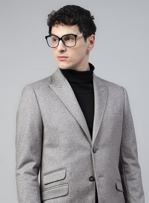 Light Grey Knit Solid Uncrushable Long Coat