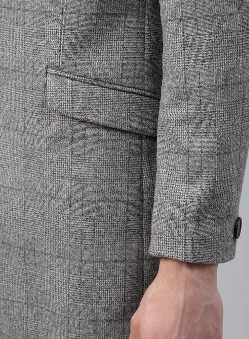 Grey Knit Checks Uncrushable Long Coat