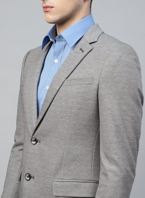 Light Grey Knit Uncrushable Solid Jacket