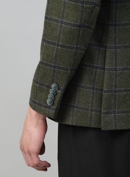 Green Tweed Check Notch Collar Jacket