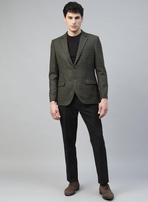 Green Tweed Check Notch Collar Jacket