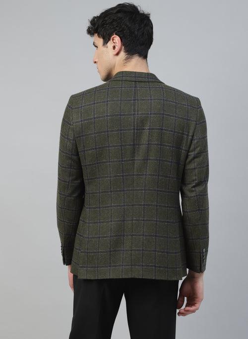 Green Tweed Check Notch Collar Jacket