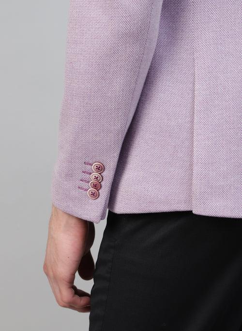 Mauve Knit Solid Uncrushable Peak Collar Jacket