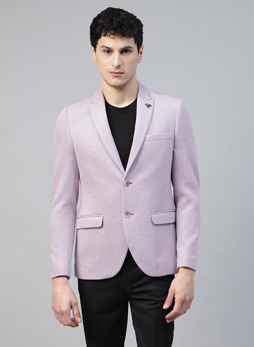 Mauve Knit Solid Uncrushable Peak Collar Jacket