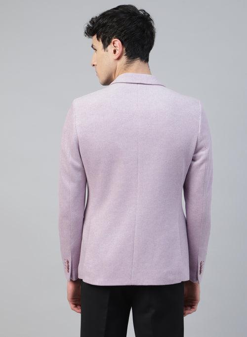 Mauve Knit Solid Uncrushable Peak Collar Jacket